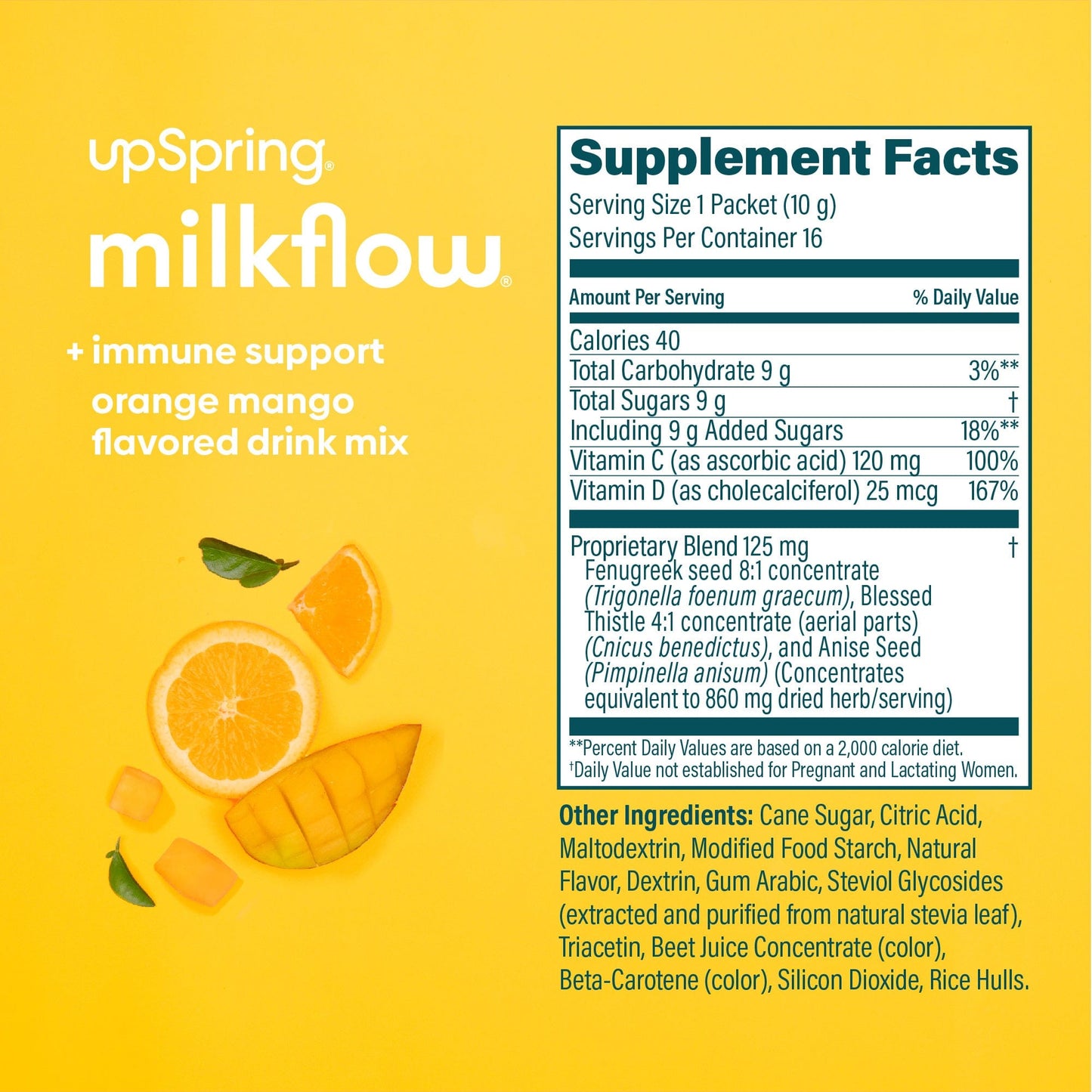 Milkflow® + Immune Support Drink Mix, Orange Mango, 16 ct