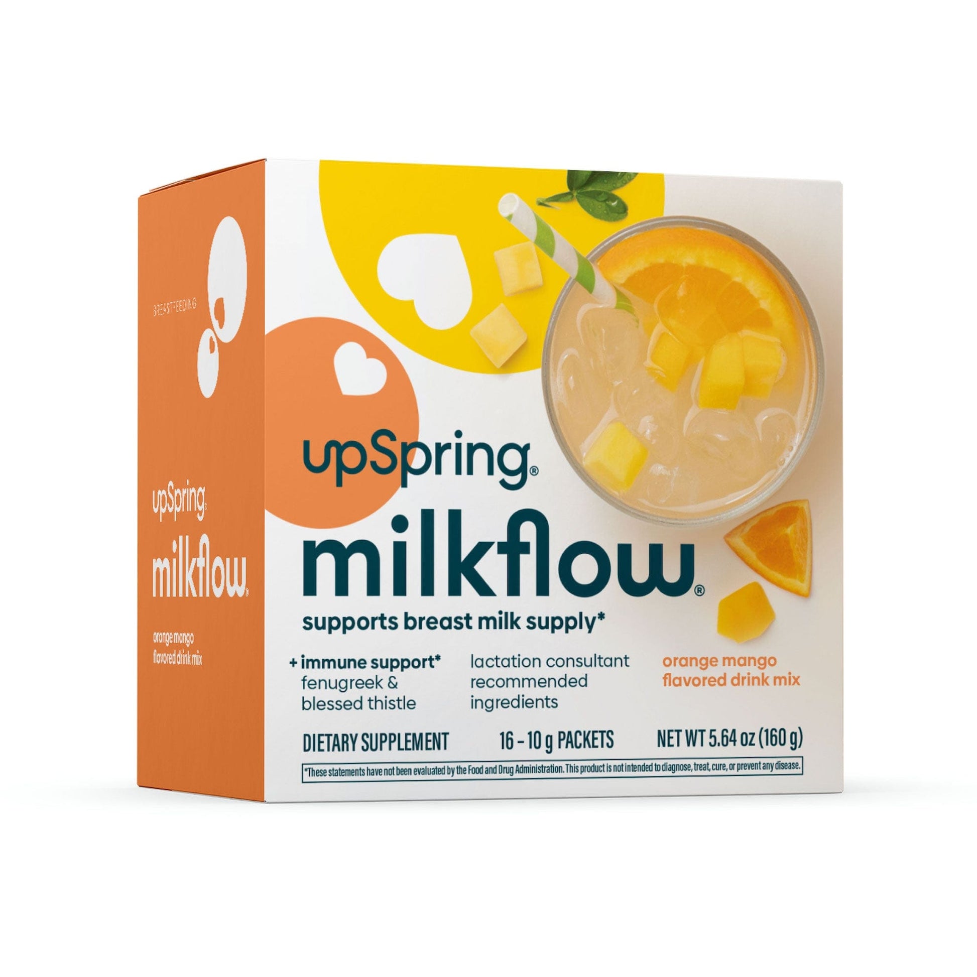 Milkflow® + Immune Support Drink Mix, Orange Mango, 16 ct – UpSpring