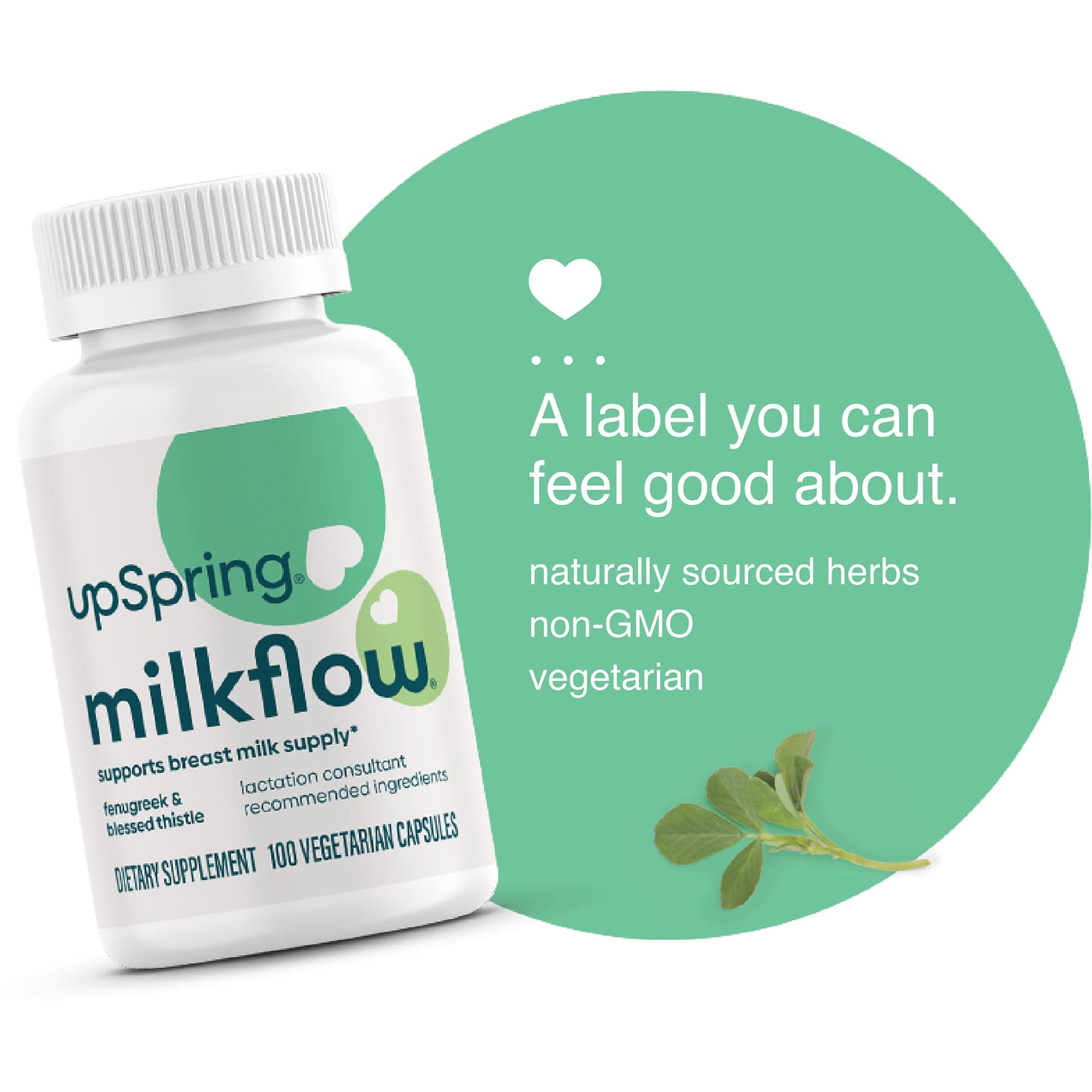 UpSpring Milkflow Fenugreek Blessed Thistle Capsules 100 Count