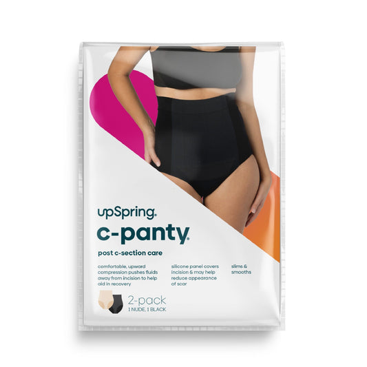 A two pack of C Panty post C Section care panties in nude and black color