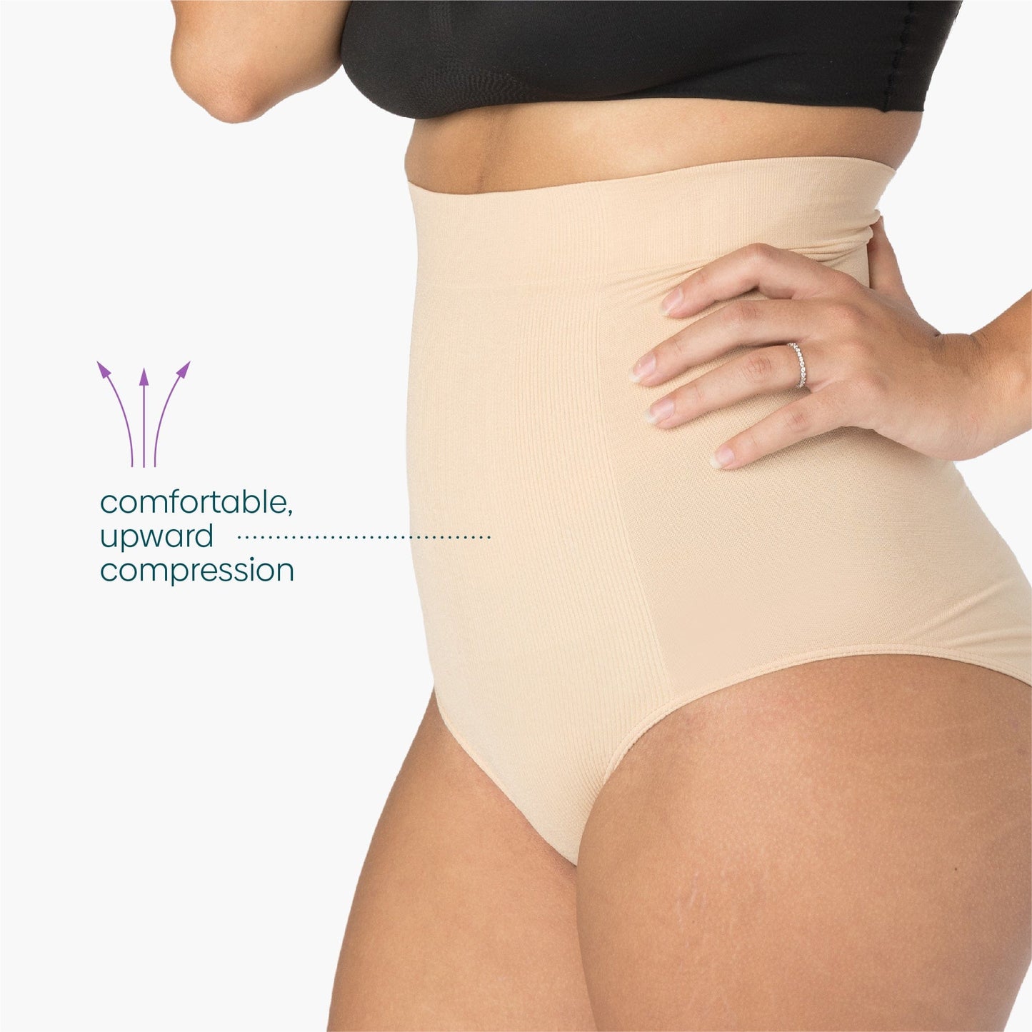 Post baby panty in nude color showing comfortable compression