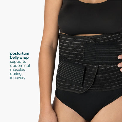 The Shrinkx postpartum belly wrap supports abdominal muscles as they recover