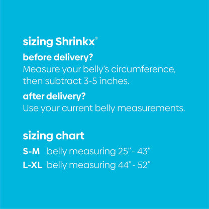 Shrinkx sizing chart contains measurement directions