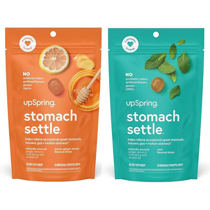 Stomach Settle Nausea Relief Drops Bundle 2 pack, Lemon Ginger Honey+Spearmint