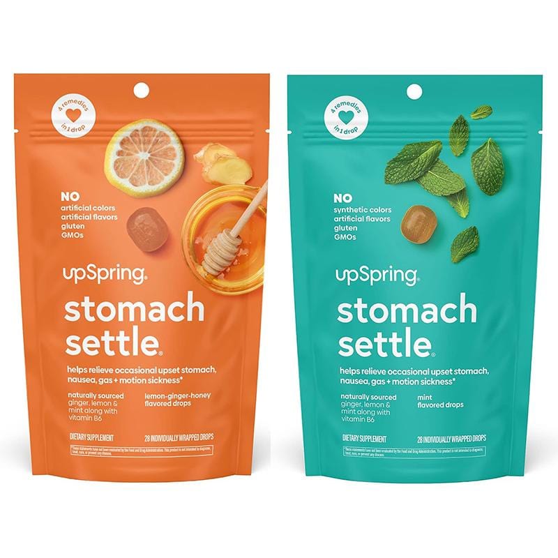 Stomach Settle Nausea Relief Drops Bundle 4 pack (2 each flavor), Lemon Ginger Honey+Spearmint