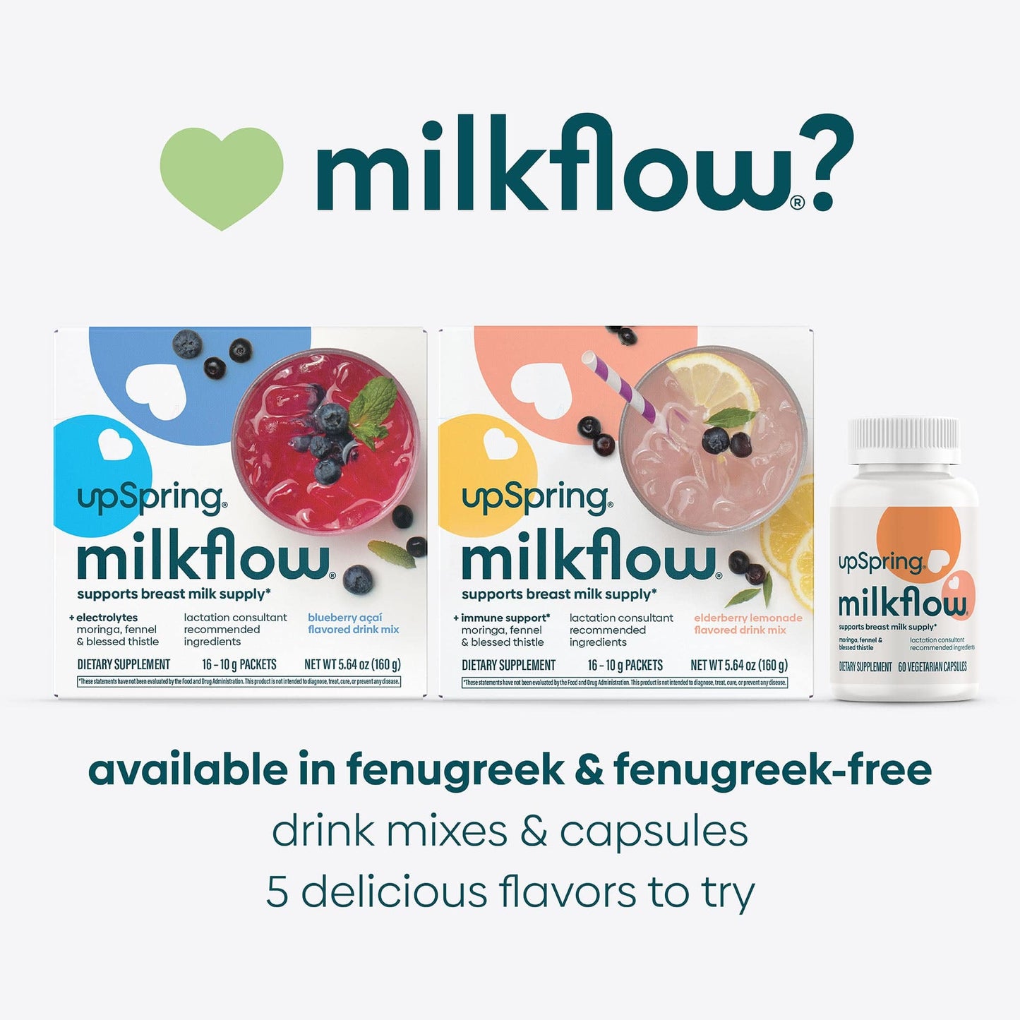MilkFlow is available in multiple varieties, flavors, and forms. 