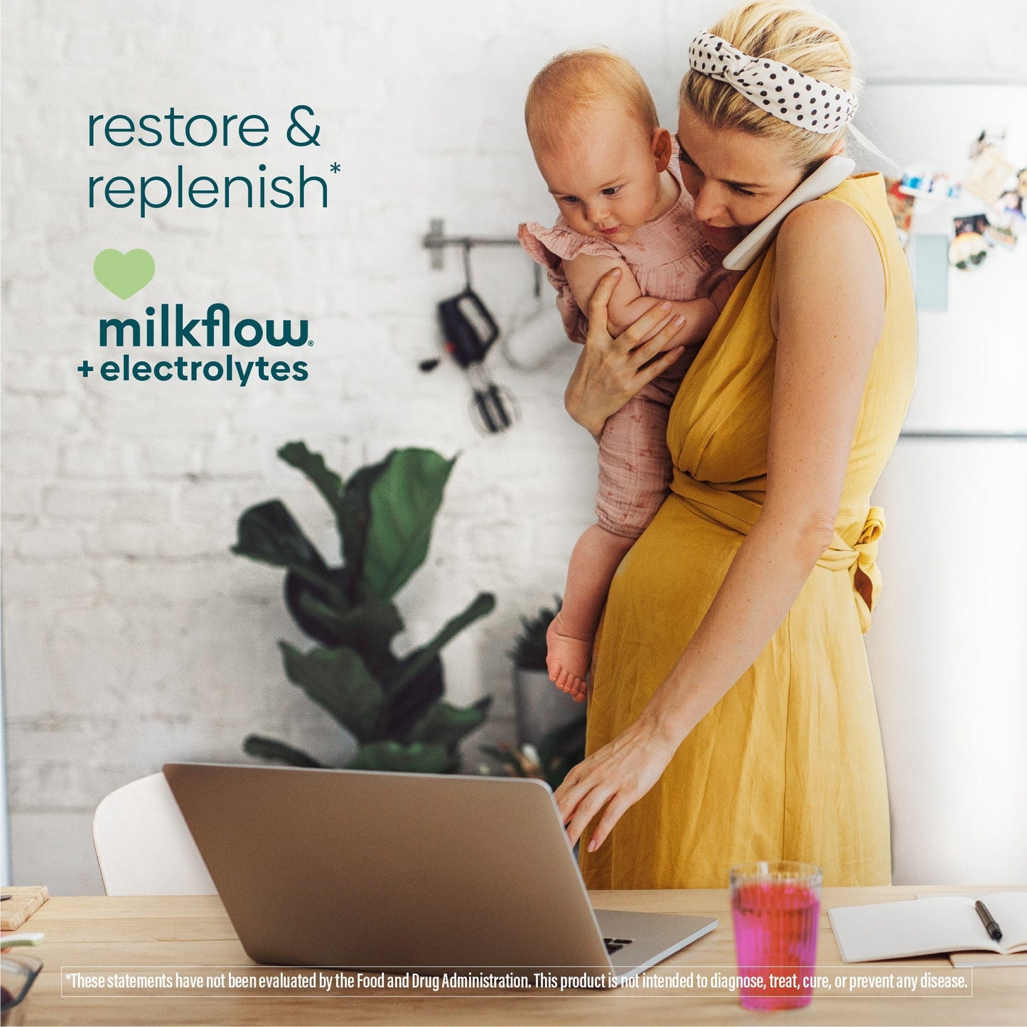 Milkflow® + Electrolytes Drink Mix (Fenugreek-free), Blueberry Açai, 16 ct