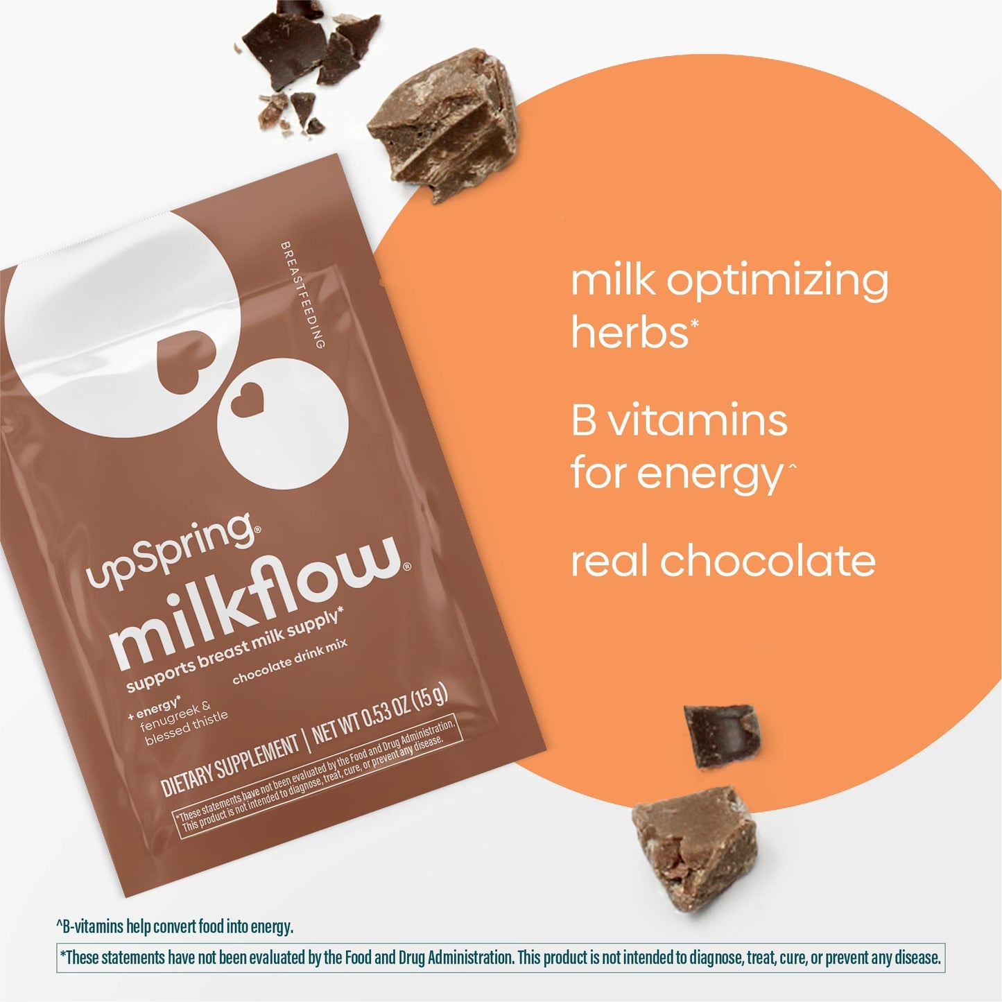 An image of the packet of MilkFlow chocolate which contains real chocolate