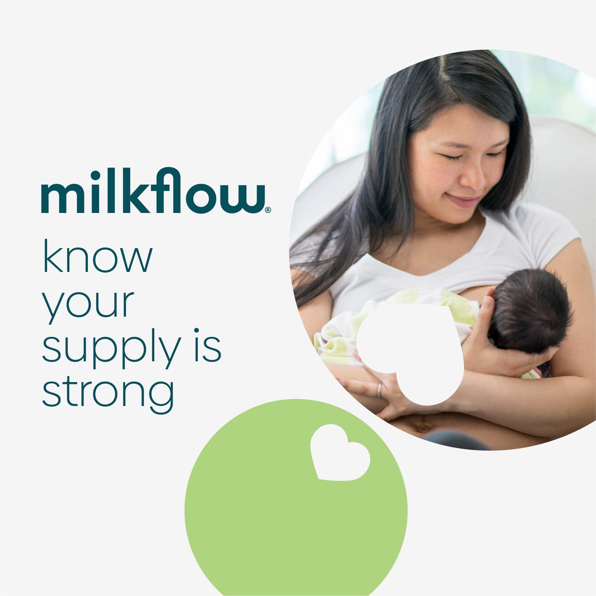 A woman breastfeeding her child knowing her milk supply is strong. 