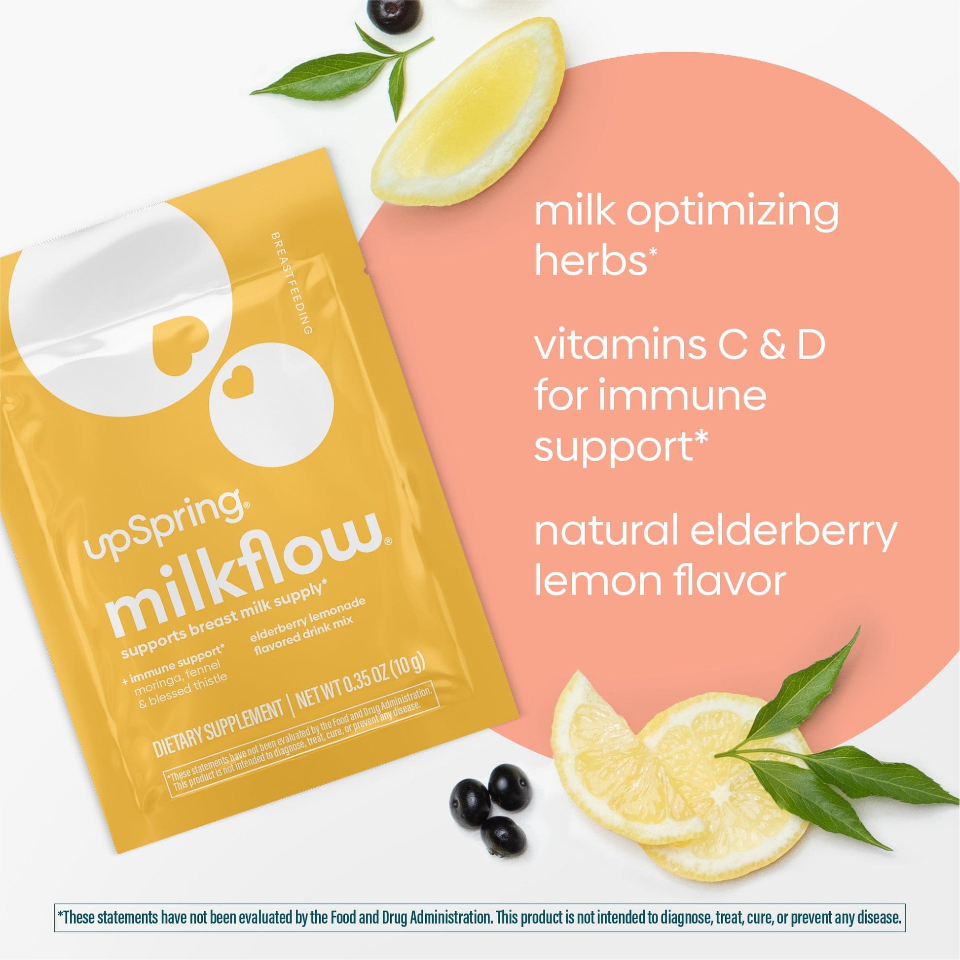 Milkflow + Immune support contains vitamins C and D and milk optimizing herbs