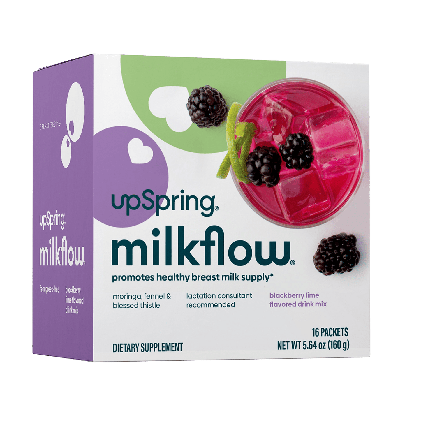 Milkflow® Fenugreek-Free Breastfeeding Supplement - Blackberry Lime Drink Mix - 16 ct