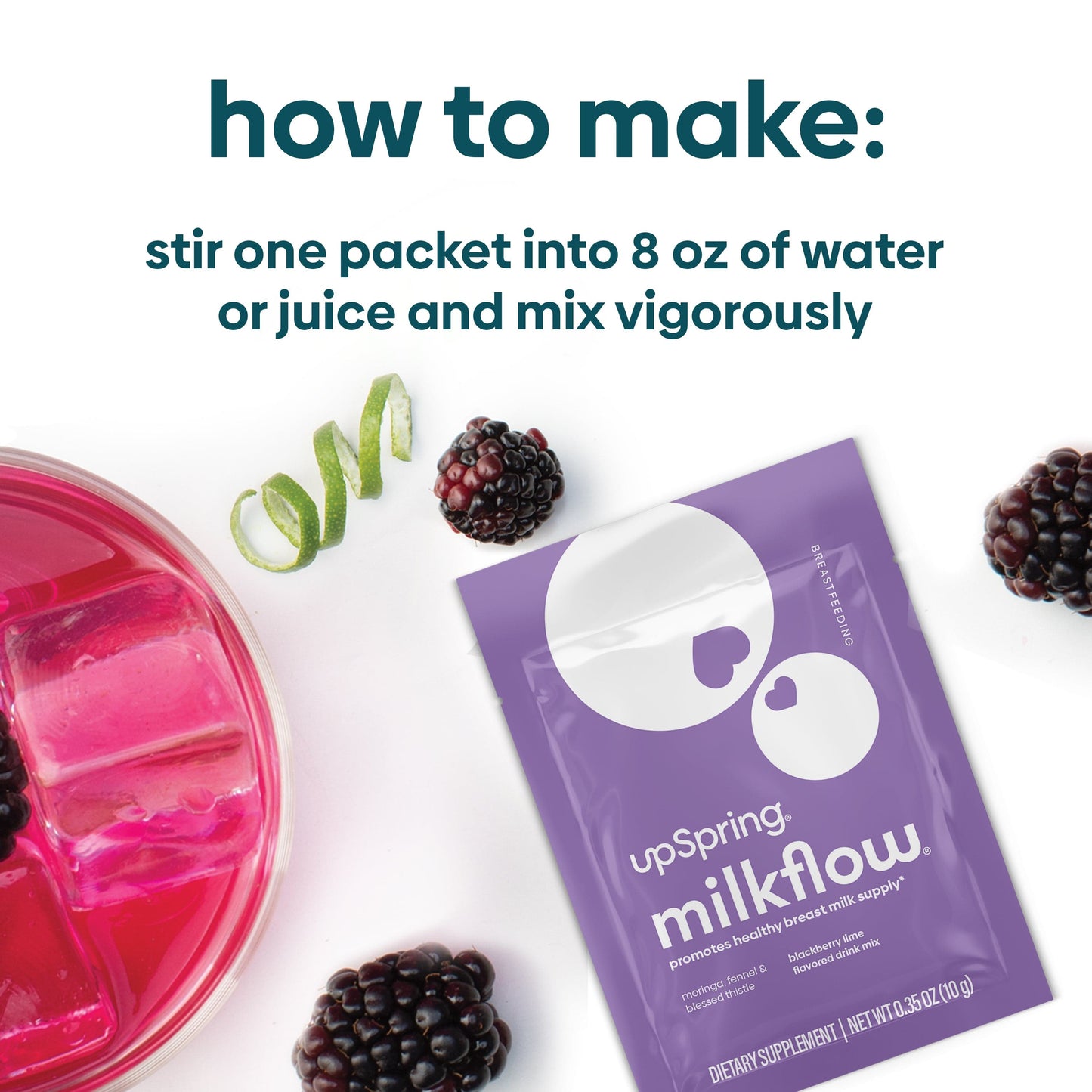 Milkflow® Fenugreek-Free Breastfeeding Supplement - Blackberry Lime Drink Mix - 16 ct